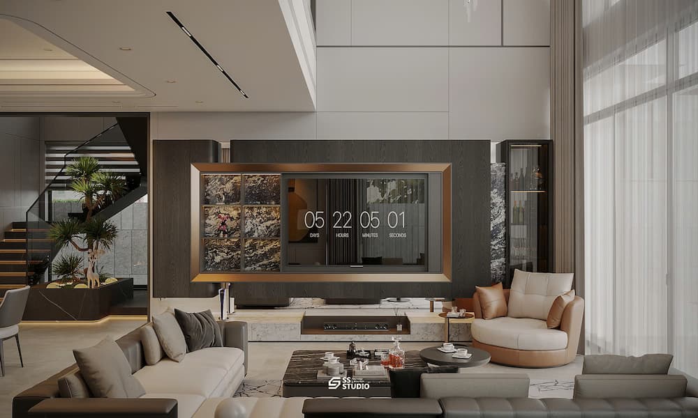 Nội thất nhà phố Hoàng's Mansion 320m2 phong cách hiện đại